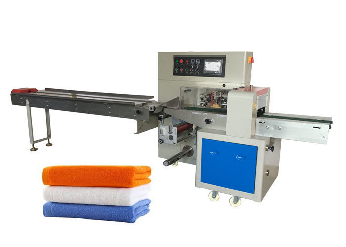 Bath Towel Flow Packing Machine 40-100 Bags/Min PLC Controller Saving Time Film